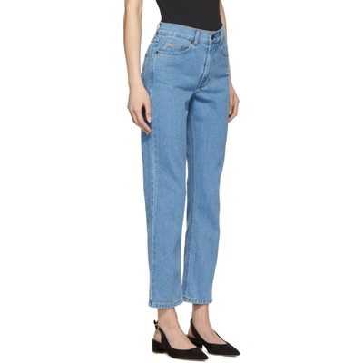 Shop Nanushka Blue Denim Palm Jeans In 90s Blue