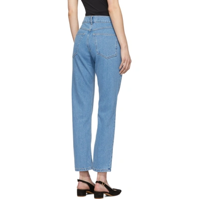 Shop Nanushka Blue Denim Palm Jeans In 90s Blue