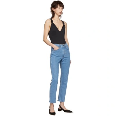 Shop Nanushka Blue Denim Palm Jeans In 90s Blue