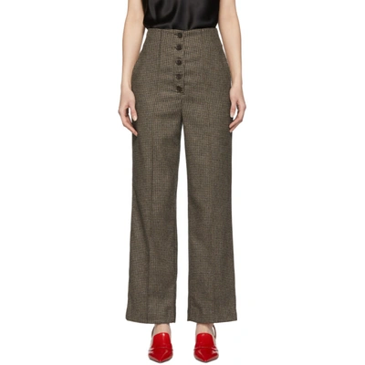 Shop Nanushka Black Houndstooth Kos Trousers In Stone Black