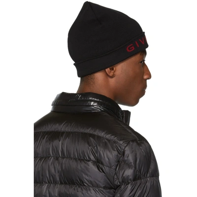 Shop Givenchy Black And Red Logo Beanie In 009blkred