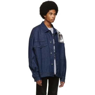 Shop Raf Simons Navy Denim Oversized Punkette Jacket In 00044 Dknvy