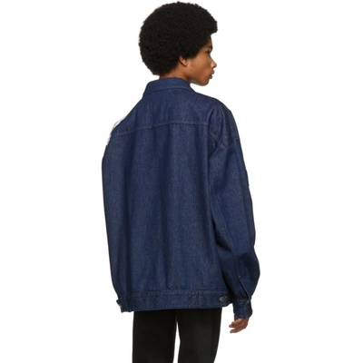 Shop Raf Simons Navy Denim Oversized Punkette Jacket In 00044 Dknvy