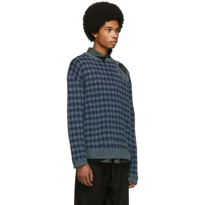 Shop Raf Simons Blue Jacquard Sweater In 00040 Blue