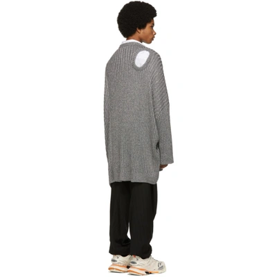 Shop Raf Simons Grey Oversized Lurex Sweater In 00083 Dkgry