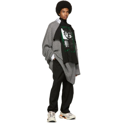 Shop Raf Simons Grey Oversized Lurex Sweater In 00083 Dkgry