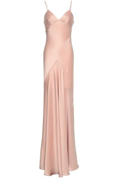 Shop Amanda Wakeley Fluted Satin Gown In Blush