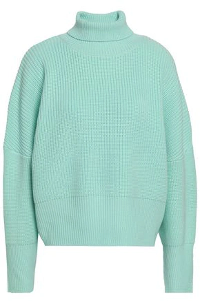 Shop Paper London Woman Cecilia Ribbed-knit Wool Turtleneck Sweater Mint
