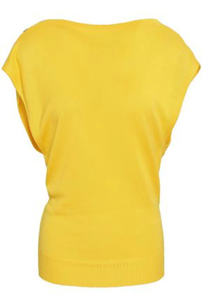 Shop Paco Rabanne Woman Draped Knitted Top Yellow