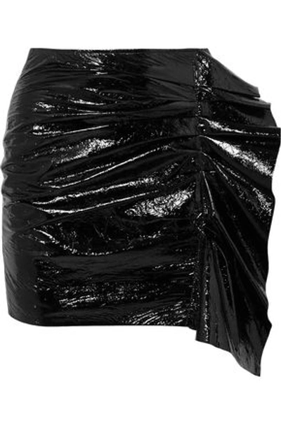 Shop Isabel Marant Woman Cracked Patent-leather Mini Skirt Black