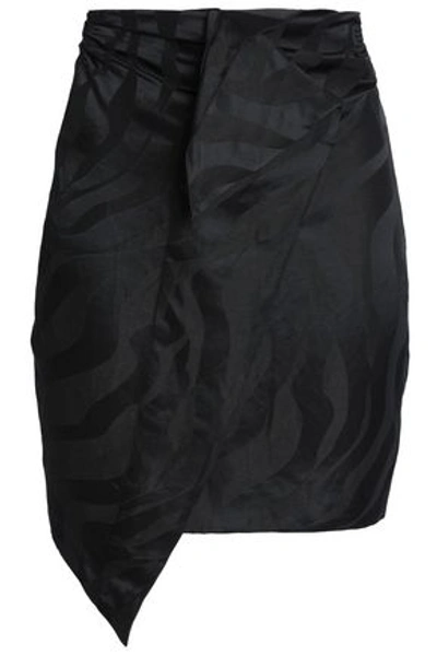 Shop Carmen March Wrap-effect Linen-blend Jacquard Mini Skirt In Black