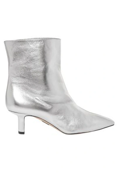 Shop Paul Andrew Woman Mangold Metallic Leather Ankle Boots Silver