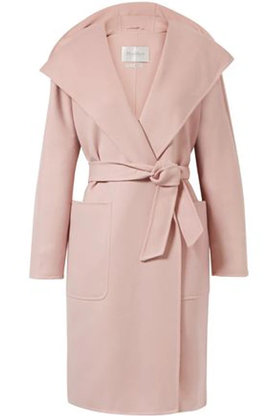Shop Max Mara Woman Mozart Wool And Cashmere-blend Hooded Coat Pastel Pink
