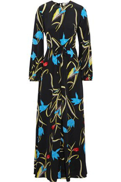 Shop Diane Von Furstenberg Woman Printed Silk Maxi Dress Black