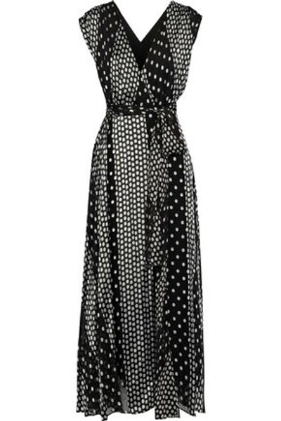 Shop Diane Von Furstenberg Woman Fil Coupé Silk-blend Chiffon Maxi Wrap Dress Black