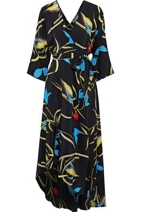 eloise asymmetric hem midi silk dress