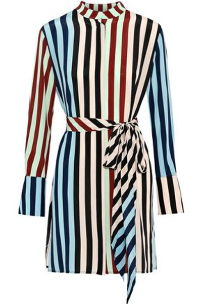Shop Diane Von Furstenberg Woman Belted Printed Silk Mini Dress Multicolor