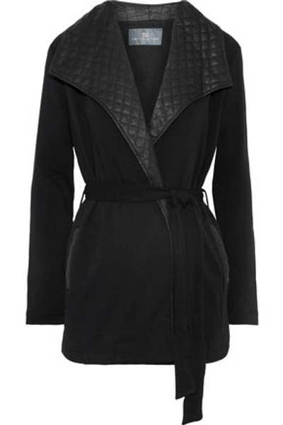 Shop Tart Collections Woman Frederica Quilted Faux Leather-trimmed Stretch-knit Jacket Black