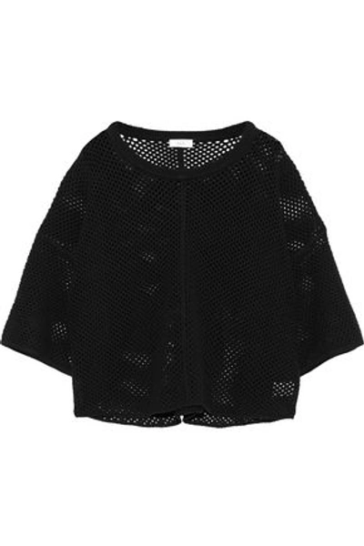 Shop A.l.c . Woman Cristino Cropped Open-knit Top Black