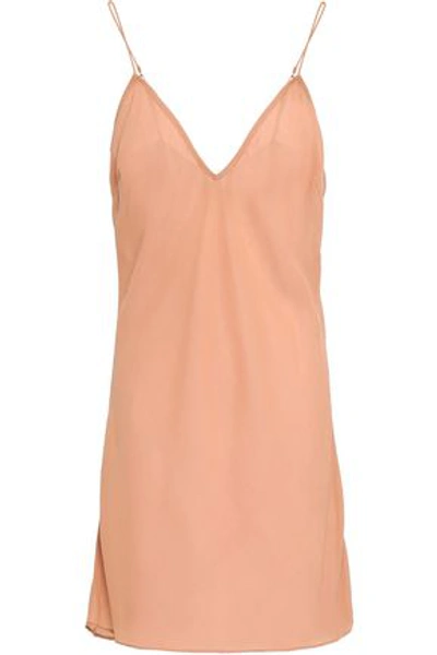 Shop Skin Woman Silk-chiffon Chemise Light Brown