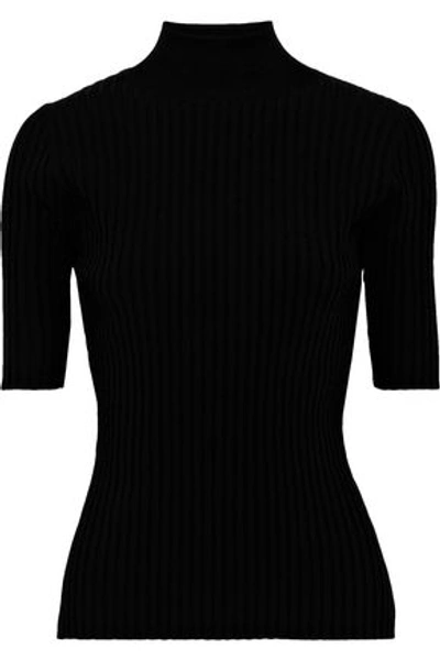 Shop Diane Von Furstenberg Woman Ribbed-knit Top Black