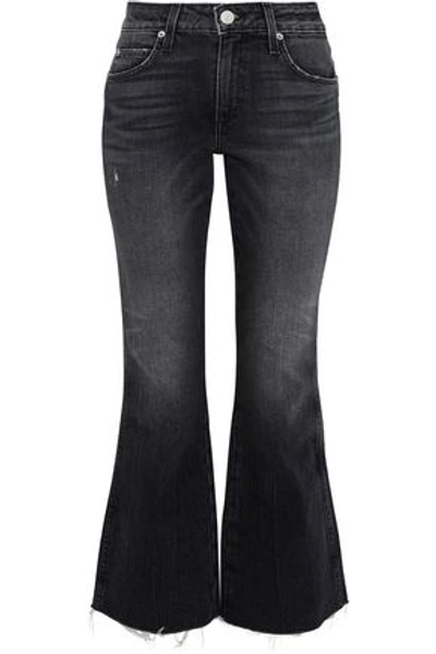Shop Amo Woman Distressed Mid-rise Kick-flare Jeans Charcoal