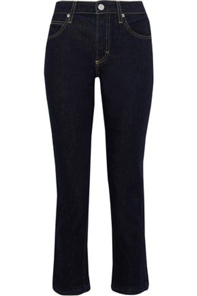 Shop Amo Woman Babe Cropped High-rise Slim-leg Jeans Dark Denim