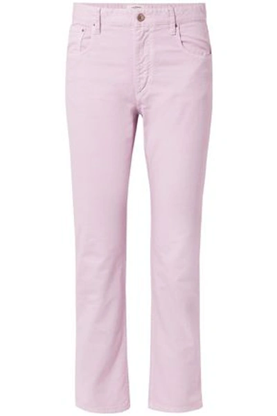 Shop Isabel Marant Étoile Woman Fliff Cropped High-rise Straight-leg Jeans Lilac