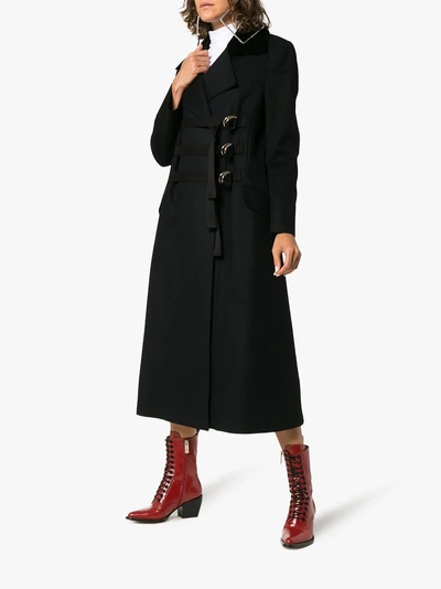 Shop Burberry D-ring Detail Doeskin Wool Coat In Blue