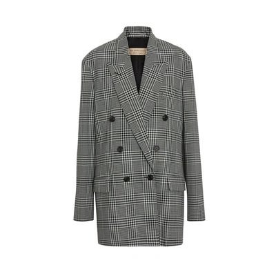 Shop Burberry Prince Of Wales Check Wool Oversized Jacket