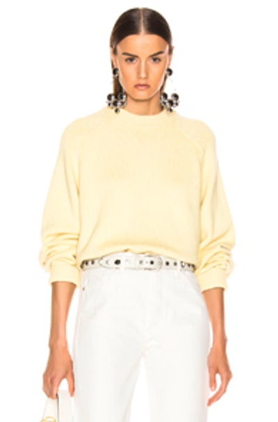 Shop Tibi Crewneck Oversized Pullover In Butter Yellow