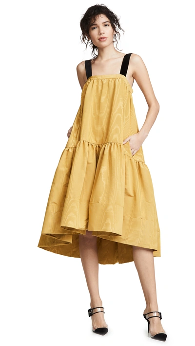 Shop Adam Lippes Tiered Midi Dress In Marigold