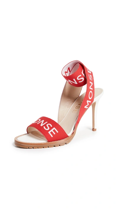 Shop Monse " Stretch Strap Heel Sandals" In Red