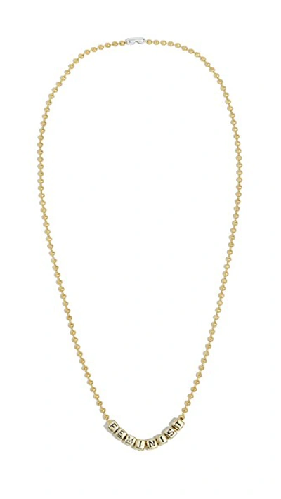 Shop Gift Boutique Kid's Gunner & Lux Feminist Necklace In Gold