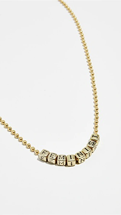 Shop Gift Boutique Kid's Gunner & Lux Feminist Necklace In Gold