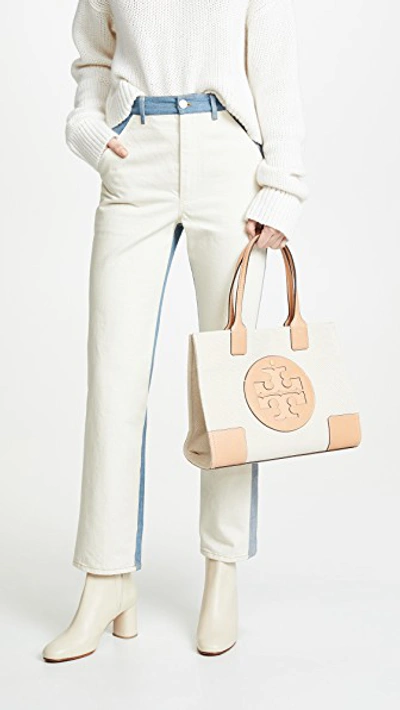 Shop Tory Burch Ella Canvas Mini Tote In Natural