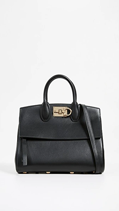 Shop Ferragamo The Studio Satchel In Nero