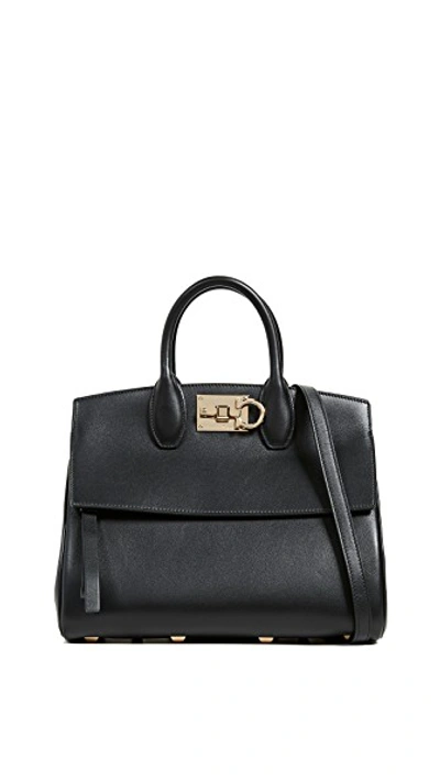 Shop Ferragamo The Studio Satchel In Nero