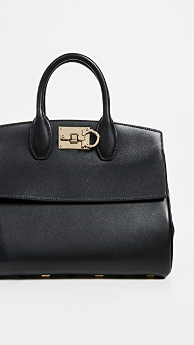 Shop Ferragamo The Studio Satchel In Nero