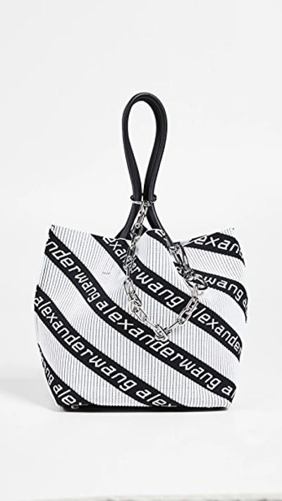 Shop Alexander Wang Knit Jacquard Roxy Soft Tote In Black/white