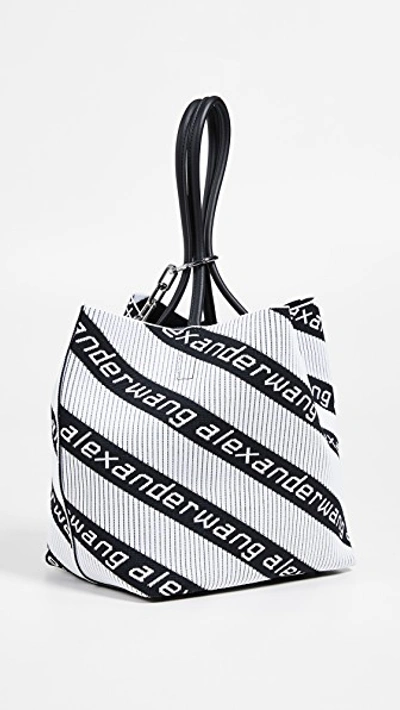 Shop Alexander Wang Knit Jacquard Roxy Soft Tote In Black/white