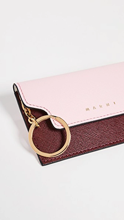 Shop Marni Key Ring Card Case In Rose/limestone/ruby
