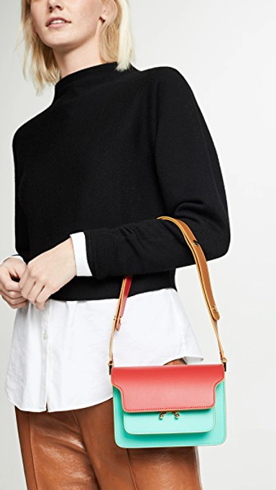Shop Marni Trunk Shoulder Bag In Hot Red/mint/mocha
