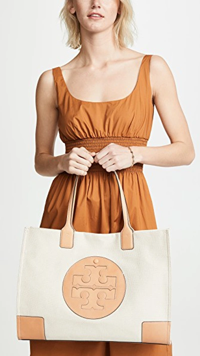 Shop Tory Burch Ella Canvas Tote In Natural