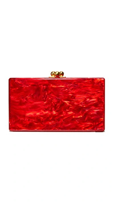 Shop Edie Parker Jean Solid Clutch In Red Pearlescent