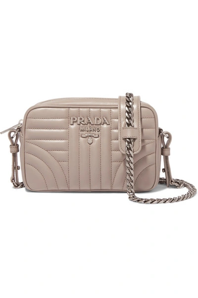 Shop Prada Quilted Leather Camera Bag In Beige