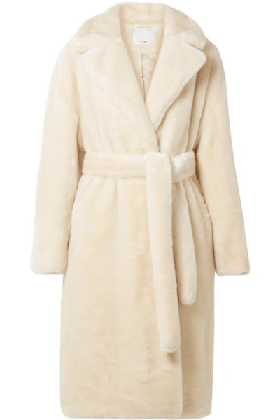 Shop Tibi Luxe Oversized Faux Fur Coat In Cream