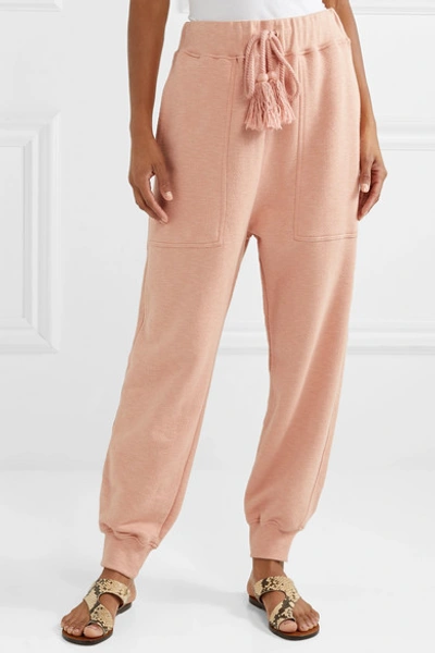Shop Ulla Johnson Charley Tasseled Cotton-terry Track Pants In Antique Rose