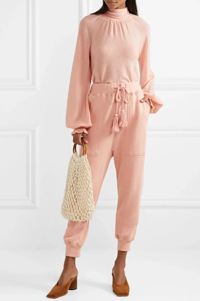 Shop Ulla Johnson Charley Tasseled Cotton-terry Track Pants In Antique Rose