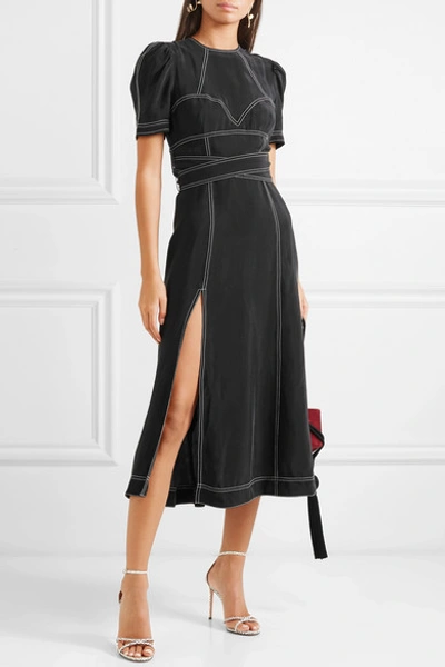 Shop Alice Mccall Hachi Brushed-twill Midi Dress In Black